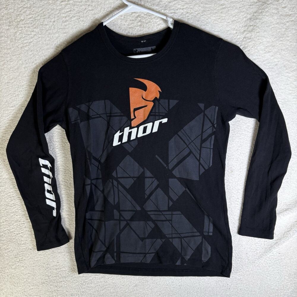 Thor Motocross Shirt Mens Large Long Sleeve Waffle Thermal Base USA Made